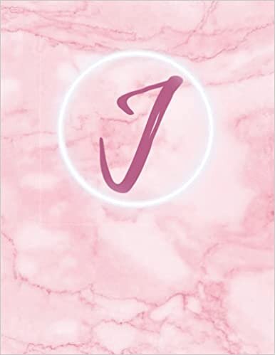 okumak J: Monogram single initial J Notebook: Pink, for girls and women, school, work, notes 8.5X11 with 120 lined pages, college rule