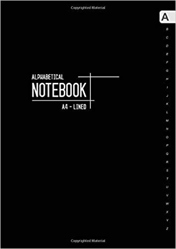 okumak Alphabetical Notebook A4: Large Lined-Journal Organizer with A-Z Tabs Printed | Smart Black Design