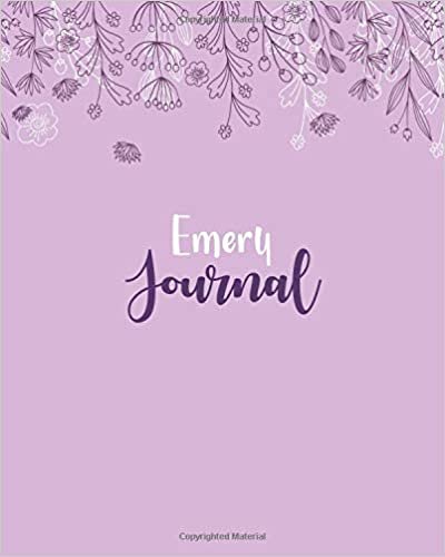 okumak Emery Journal: 100 Lined Sheet 8x10 inches for Write, Record, Lecture, Memo, Diary, Sketching and Initial name on Matte Flower Cover , Emery Journal