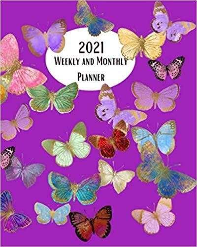 okumak 2021 Weekly and Monthly Planner: Colorful Butterflies Purple Background - Monthly Calendar with U.S./UK/ Canadian/Christian/Jewish/Muslim Holidays– ... Nature Animals For Work Business School