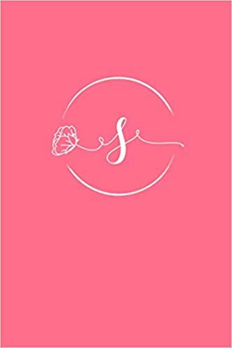okumak S: 110 Sketch Pages (6 x 9) | Bright Pink Monogram Sketch Notebook with a Simple Vintage Floral Rose Design | Personalized Initial Letter Journal for Women and Girls | Pretty Monogramed Sketchbook