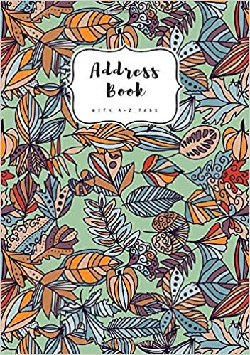 okumak Address Book with A-Z Tabs: A5 Contact Journal Medium | Alphabetical Index | Abstract Hand Draw Floral Design Green