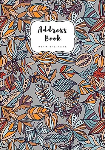 okumak Address Book with A-Z Tabs: A5 Contact Journal Medium | Alphabetical Index | Abstract Hand Draw Floral Design Gray