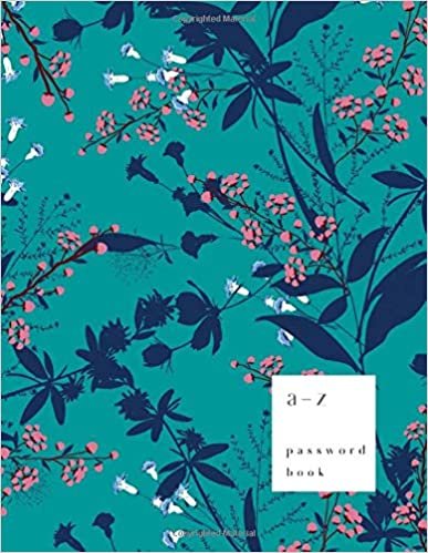 okumak A-Z Password Book: 8.5 x 11 Big Password Notebook with A-Z Alphabet Index | Large Print Format | Trendy Tropical Floral Design | Teal