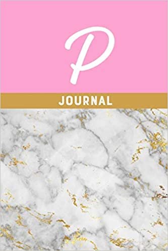 okumak P Journal: Monogram Initial Letter P Notebook for Women Marble Gold Pink Design