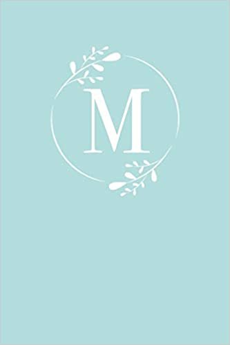 okumak M: 110 Sketch Pages (6 x 9) | Light Blue Monogram Sketchbook Notebook with a Simple Floral Emblem | Personalized Initial Letter | Monogramed Sketchbook