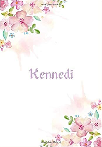 okumak Kennedi: 7x10 inches 110 Lined Pages 55 Sheet Floral Blossom Design for Woman, girl, school, college with Lettering Name,Kennedi