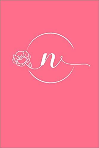 okumak N: 110 Sketch Pages (6 x 9) | Bright Pink Monogram Sketch Notebook with a Simple Vintage Floral Rose Design | Personalized Initial Letter Journal for Women and Girls | Pretty Monogramed Sketchbook