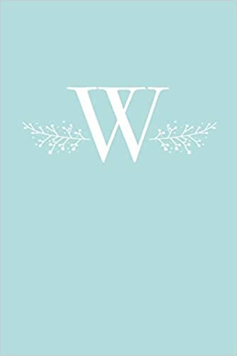 okumak W: 110 Sketch Pages (6 x 9) | Light Blue Monogram Sketchbook Notebook with a Simple Floral Emblem | Personalized Initial Letter | Monogramed Sketchbook