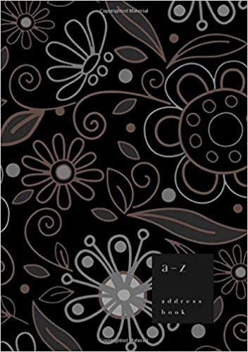 okumak A-Z Address Book: B5 Medium Notebook for Contact and Birthday | Journal with Alphabet Index | Hand-Drawn Flower Cover Design | Black