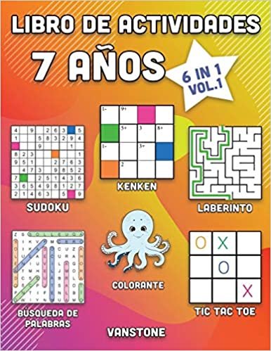 okumak Libro de actividades 7 años: 6 en 1 - Sopa de letras, Sudoku, colorear, laberintos, KenKen y tres en línea (Vol.1)