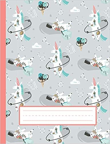 okumak Cosmo Unicorns, Ice Creams - Astronaut Primary Story Journal To Write And Draw For Grades K-2 Kids: Standard Size, Dotted Midline, Blank Handwriting Practice Paper With Picture Space For Girls, Boys