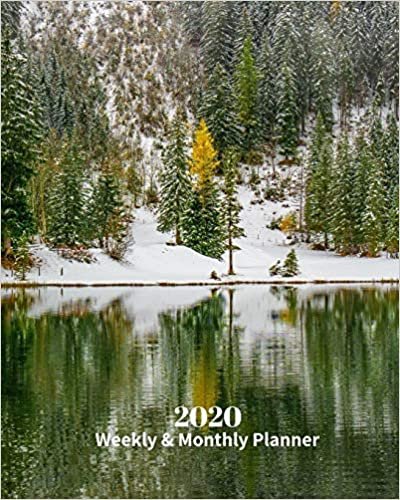 okumak 2020 Weekly and Monthly Planner: Forest Snow Lake  - Monthly Calendar with U.S./UK/ Canadian/Christian/Jewish/Muslim Holidays– Calendar in Review/Notes 8 x 10 in.-Winter Season Travel Vacation