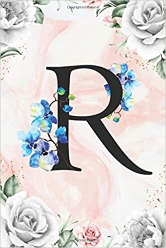okumak R: Cute Initial Monogram Letter R Journal Notebook Pretty Personalized Medium Lined Journal &amp; Diary for Writing &amp; Note Taking Gift for Men Women and ... Pink Marble and White Flower Frame Print