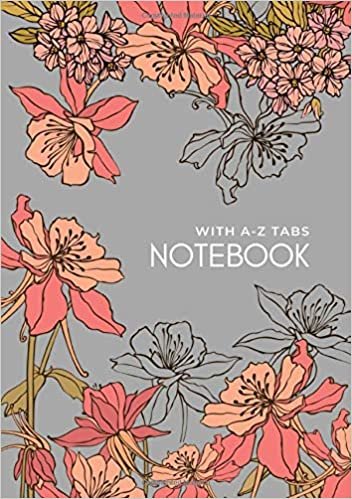 okumak Notebook with A-Z Tabs: B5 Lined-Journal Organizer Medium with Alphabetical Section Printed | Drawing Beautiful Flower Design Gray