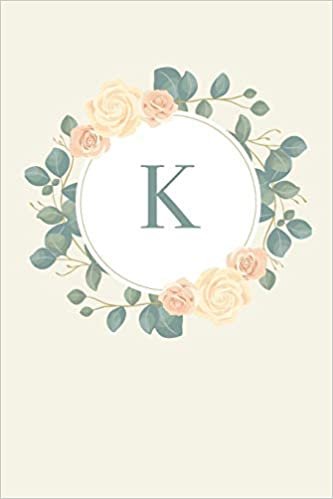 okumak K: 110 Sketchbook Pages (6 x 9) | Pretty Monogram Sketch Notebook with a Simple Vintage Floral Roses and Peonies Design with a Personalized Initial Letter | Monogramed Sketchbook