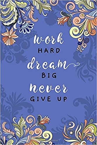 okumak Work Hard, Dream Big, Never Give Up: 4x6 Password Notebook with A-Z Tabs | Mini Book Size | Indian Curl Ornamental Floral Design Blue