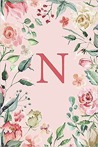 okumak N: Floral Pink and White Roses and Peonies Monogram Sketchbook | 110 Sketchbook Pages (6 x 9) | Floral Watercolor Monogram Sketch Notebook | ... Letter Journal | Monogramed Sketchbook