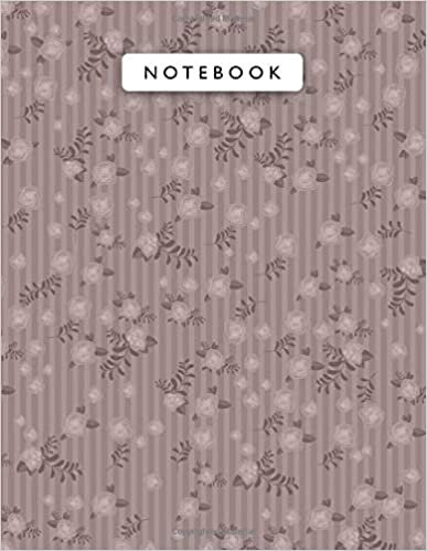 okumak Notebook Burnished Brown Color Small Vintage Rose Flowers Mini Lines Patterns Cover Lined Journal: Monthly, 8.5 x 11 inch, College, Wedding, Work ... 21.59 x 27.94 cm, Planning, Journal, A4