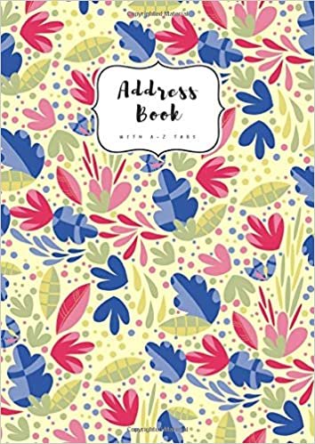 okumak Address Book with A-Z Tabs: A4 Contact Journal Jumbo | Alphabetical Index | Large Print | Bright Floral Art Design Yellow