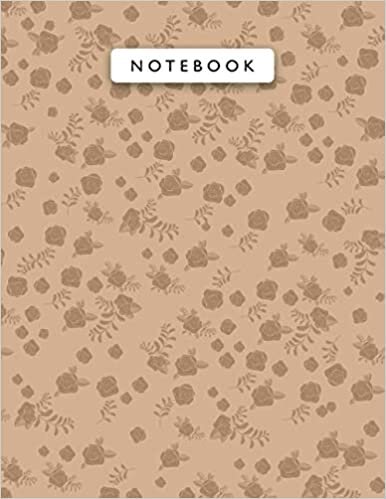 okumak Notebook Mellow Apricot Color Mini Vintage Rose Flowers Patterns Cover Lined Journal: Work List, Journal, 110 Pages, Monthly, 8.5 x 11 inch, College, Planning, Wedding, 21.59 x 27.94 cm, A4