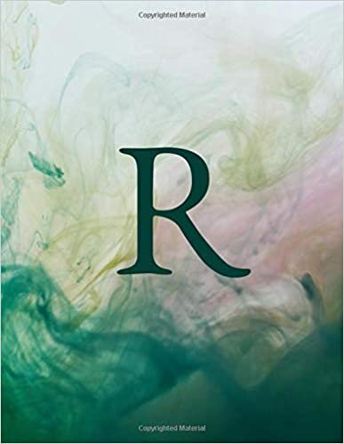 okumak R: Monogram Initial R Notebook for Women and Girls-Green Watercolor Ink-120 Pages 8.5 x 11