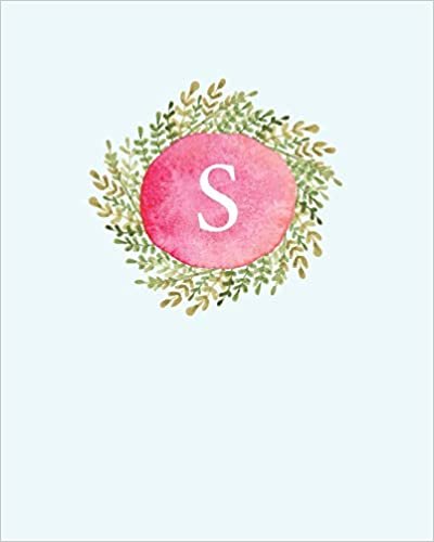 okumak S: 110 Dot-Grid Pages | Monogram Journal and Notebook with a Classic Light Blue Background of Floral Watercolor Design | Personalized Initial Letter Journal | Monogramed Composition Notebook