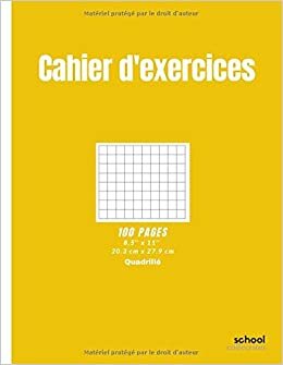 okumak Cahier d&#39;exercices: 100 pages, 1 sujet, 8.5 x 11, quadrillé, scolaire, assortiment de couleurs