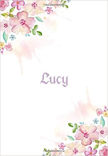 okumak Lucy: 7x10 inches 110 Lined Pages 55 Sheet Floral Blossom Design for Woman, girl, school, college with Lettering Name,Lucy