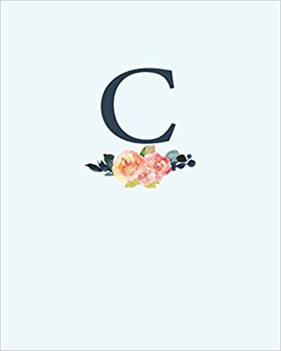 okumak C: 110 Dot-Grid Pages | Monogram Journal and Notebook with a Classic Light Blue Background of Vintage Floral Watercolor Design | Personalized Initial Letter Journal | Monogramed Composition Notebook