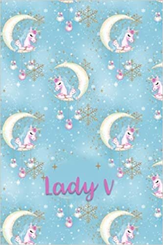 okumak Lady V: Dot Grid Journal with Her Unicorn Name/Initial with Christmas Theme