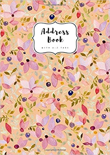 okumak Address Book with A-Z Tabs: A4 Contact Journal Jumbo | Alphabetical Index | Large Print | Watercolor Floral Pattern Design Orange