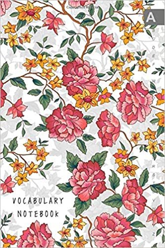 okumak Vocabulary Notebook: 6x9 Notebook 3 Columns Medium | A-Z Alphabetical Sections | Vintage Colorful Flower Shadow Design White