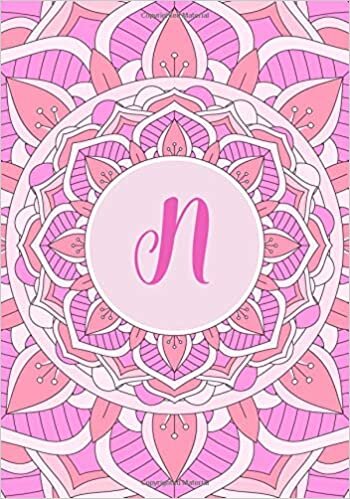 okumak N: Monogram Initial Journal/Notebook - Personalized Gift for Women, Girls, Coworkers, Yogis - Pink Orange Mandala