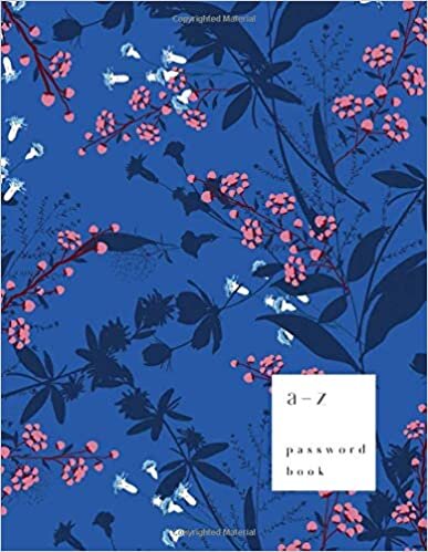 okumak A-Z Password Book: 8.5 x 11 Big Password Notebook with A-Z Alphabet Index | Large Print Format | Trendy Tropical Floral Design | Blue
