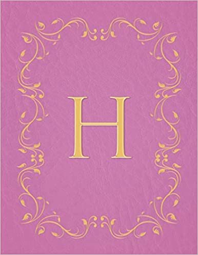 okumak H: Modern, stylish, capital letter monogram ruled composition notebook with gold leaf decorative border and baby pink leather effect. Pretty with a ... use. Matte finish, 100 lined pages, 8.5 x 11.