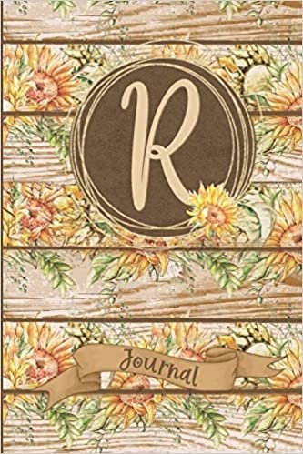 okumak R Journal: Rustic Sunflower Journal Monogram Initial R Lined Notebook | Decorated Interior