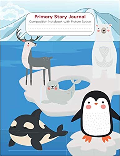 okumak Arctic Primary Story Journal for Kids: Dotted Midline Composition Notebook with Picture Space - Grades K-2 School Exercise Book 108 Numbered Story Pages