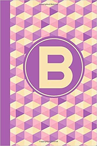 okumak B: Triangles Shapes Letter B Monogram personalized Journal, Purple &amp; Yellow Cute Monogrammed Notebook,Personalized Notepad for Girls, Lined 6x9 inch ... 120 page perfect bound Glossy Soft Cover
