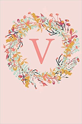 okumak V: A Simple Pink Floral Wreath Monogram Sketchbook | 110 Sketchbook Pages (6 x 9) | Floral Watercolor Monogram Sketch Notebook | Personalized Initial Letter Journal | Monogramed Sketchbook