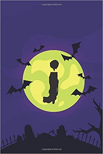 okumak j: Halloween Initial Monogram Letter j Unlined For Kids Boys Girls Notebook Journal. Personalized Medium Journal &amp; Diary for Treats Tracking &amp; Tricks ... Scary Black Graveyard Bats Corps Green Moon