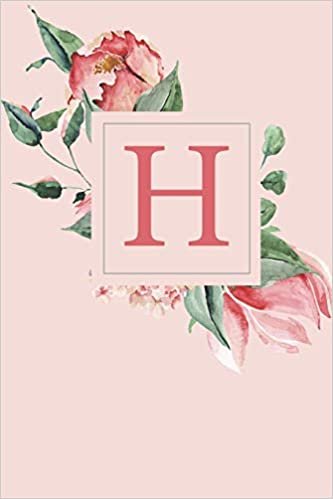okumak H: A Soft Pink Roses and Peonies Monogram Sketchbook  | 110 Sketchbook Pages (6 x 9) | Floral Watercolor Monogram Sketch Notebook | Personalized Initial Letter Journal | Monogramed Sketchbook
