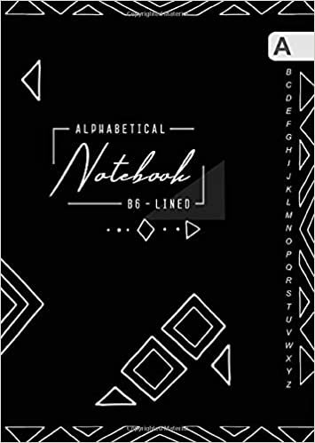 okumak Alphabetical Notebook B6: Small Lined-Journal Organizer with A-Z Tabs Printed | Tribal Design Black