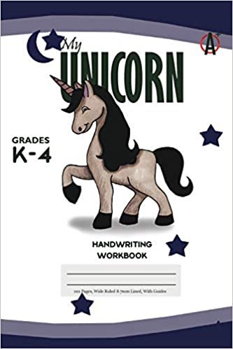 okumak My Unicorn Primary Handwriting k-4 Workbook, 51 Sheets, 6 x 9 Inch Blue Cover