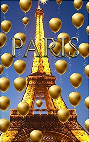 paris Eiffel Tower blue sky Gold Balloons blank journal