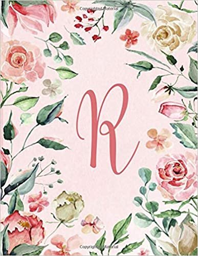 okumak Notebook 8.5”x11” – Letter R – Pink Green Floral Design: College-ruled, lined format exercise book, Personalized with Initials. (Letter/Initial R - ... Design Notebook 8.5”x11”, Alphabet series)
