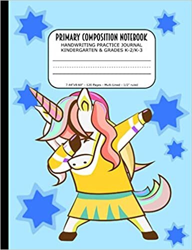 okumak Primary Composition Notebook | Handwriting Practice Journal Kindergarten &amp; Grades K-2/K-3: Handwriting Practice Paper with 3 Lines (Dotted Midline) | ... 7.44&quot;x9.69&quot; | Adorable Confetti Unicorn Cover