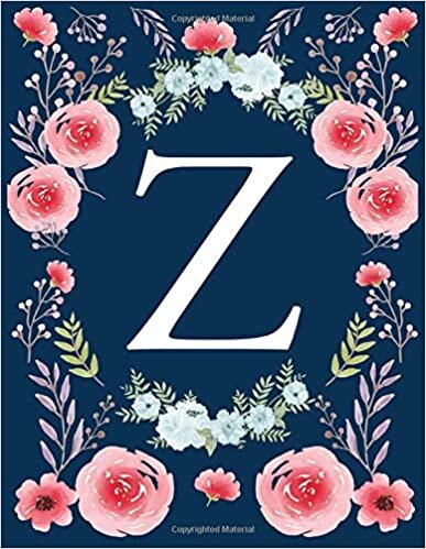 okumak Z: Monogram Initial Z Notebook for Women and Girls, Floral (8.5 x 11) 120 Pages Graph Journal