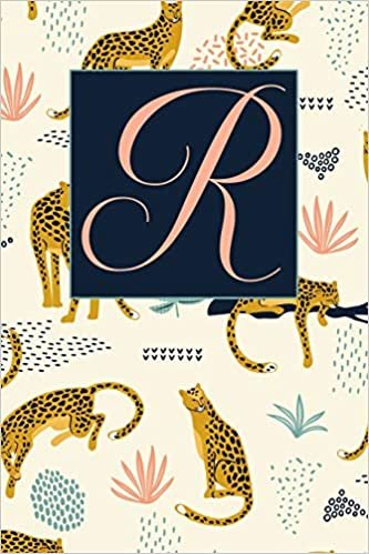 okumak R: Letter R Journal, Tropical Leopards, Personalized Notebook Monogram Initial, 6 x 9