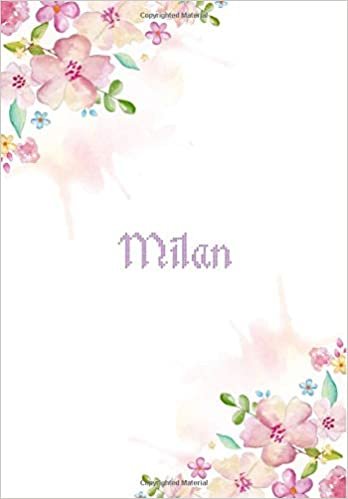 okumak Milan: 7x10 inches 110 Lined Pages 55 Sheet Floral Blossom Design for Woman, girl, school, college with Lettering Name,Milan